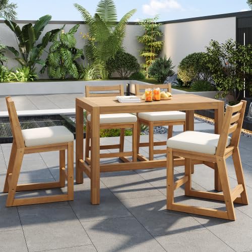 5-Piece Patio Bar Set with 4 Cushioned Bar Stools R429