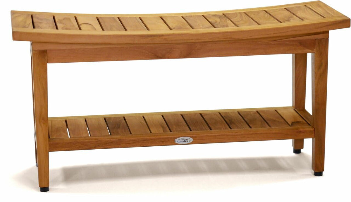 36" Teak Shower Bench with Shelf M6448