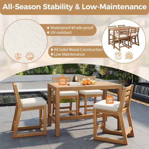 5-Piece Patio Bar Set with 4 Cushioned Bar Stools R429