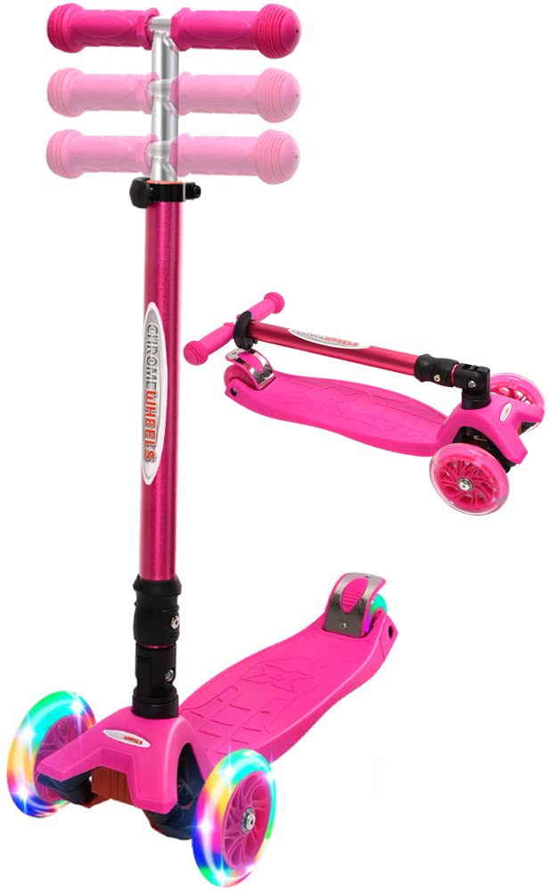 Foldable 3 Wheel Kick Scooter with LED Light Up Wheels Y969
