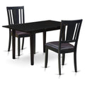 3 Piece Dining Room Furniture Set with Wooden Table and 2 Faux Leather Chairs G1931