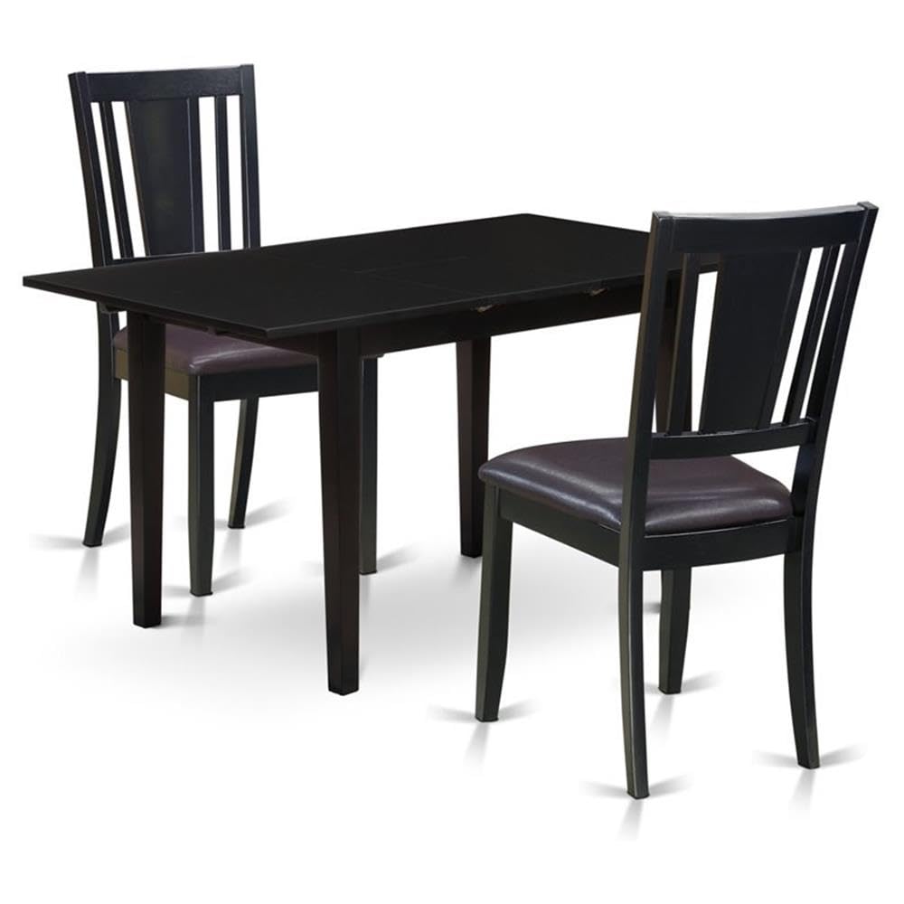 3 Piece Dining Room Furniture Set with Wooden Table and 2 Faux Leather Chairs G1931