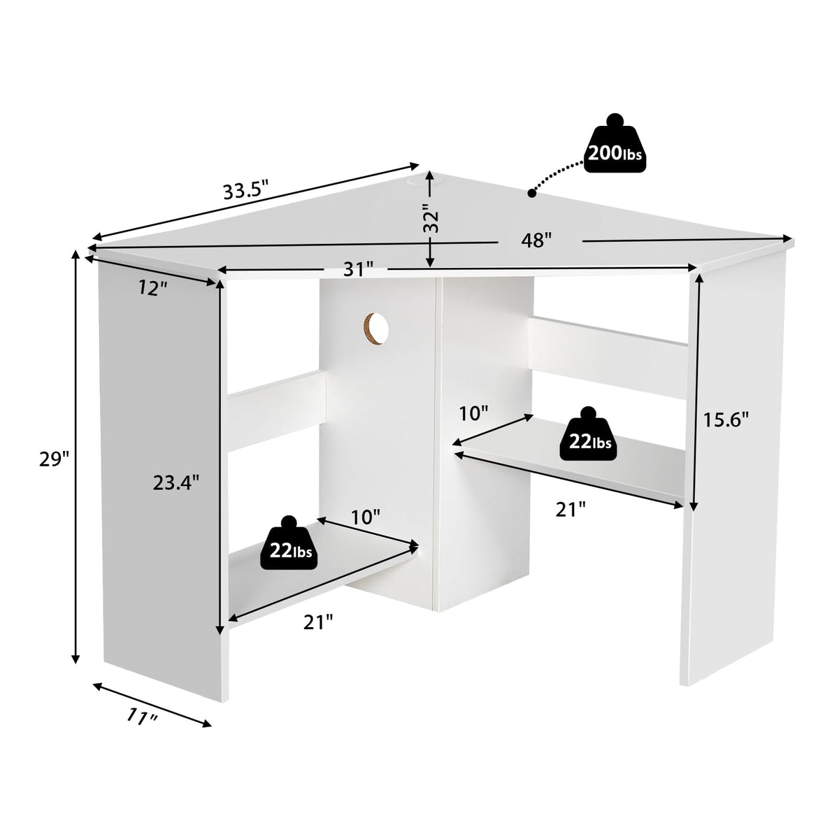 White Compact Corner Desk I982