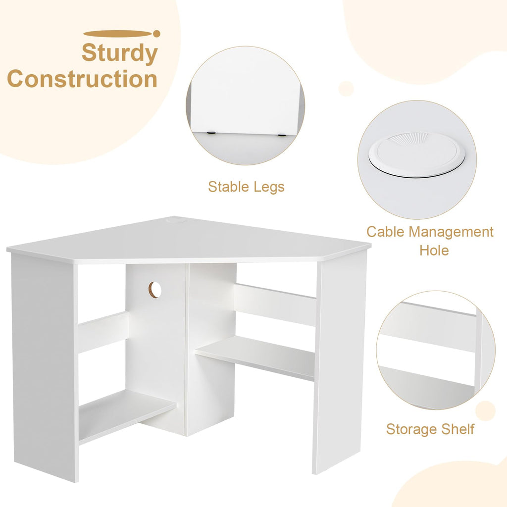 White Compact Corner Desk I982