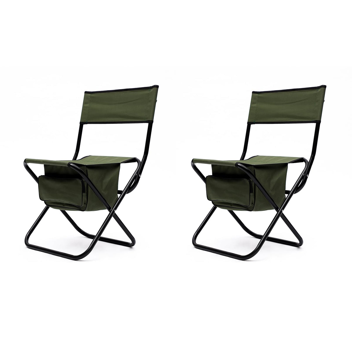 Folding Camping Chair with Storage Bag, 2 Pack, Green U6955