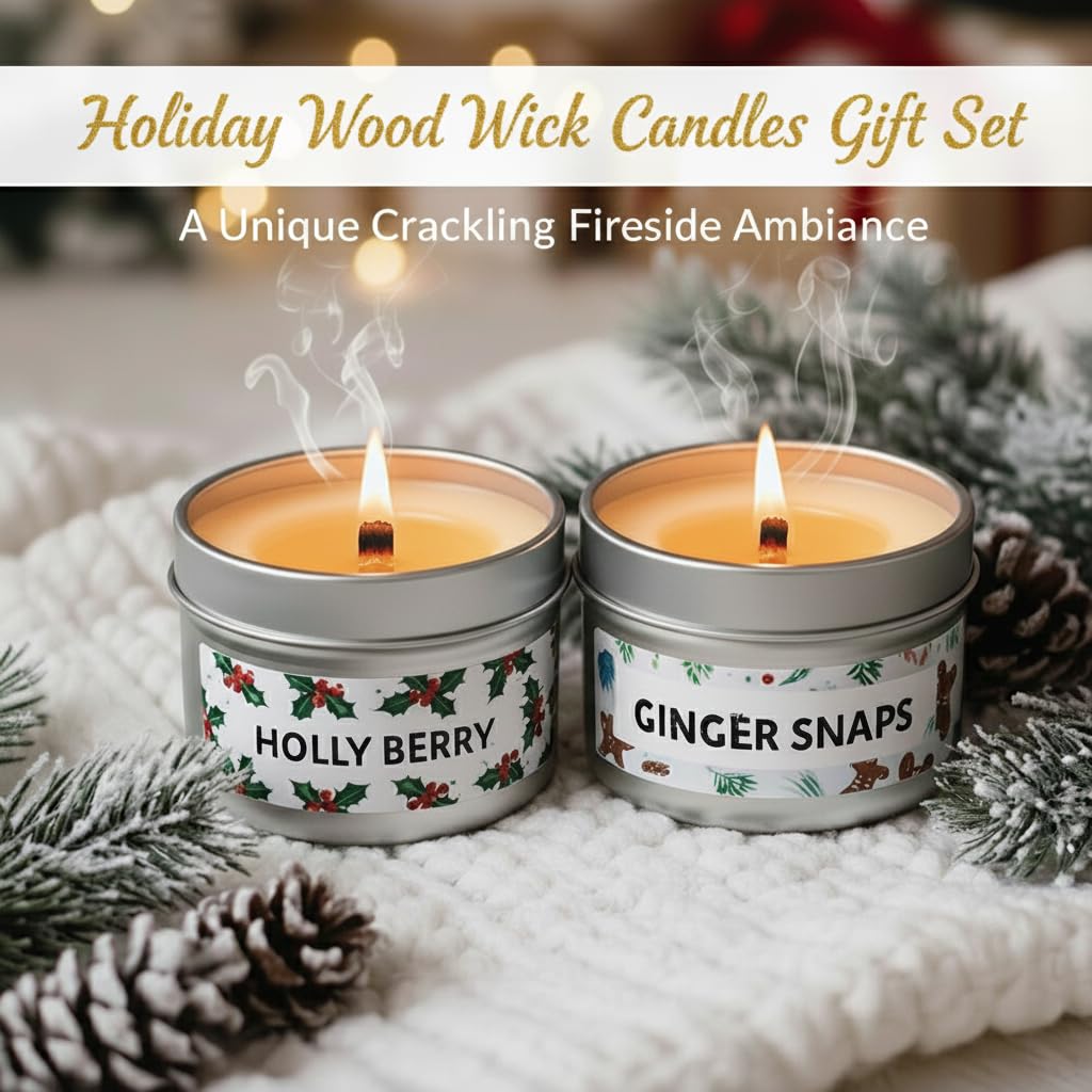 2 Pack Soy Wax Wood Wick Candles Q638785