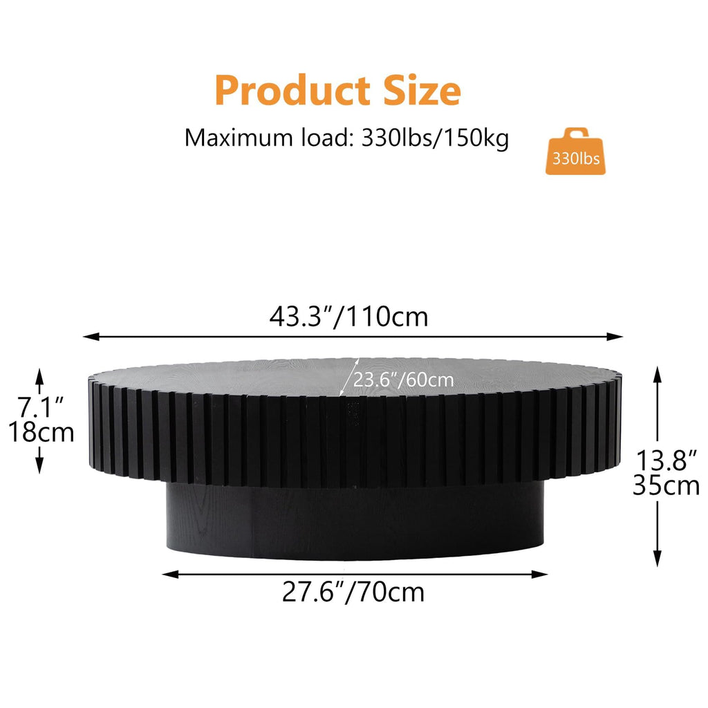 Black Modern Wood Oval Coffee Table G964