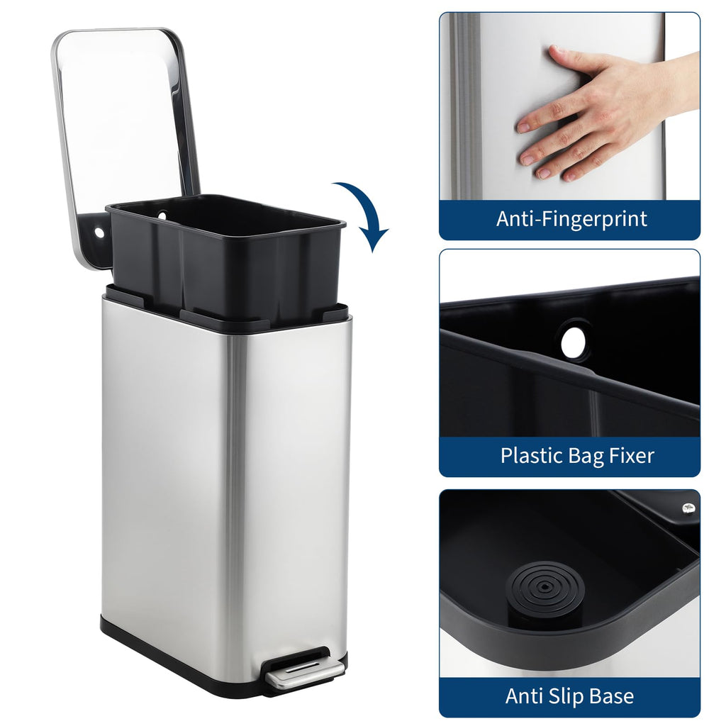 13.2 Gallon Stainless Steel Step Trash Can N71647