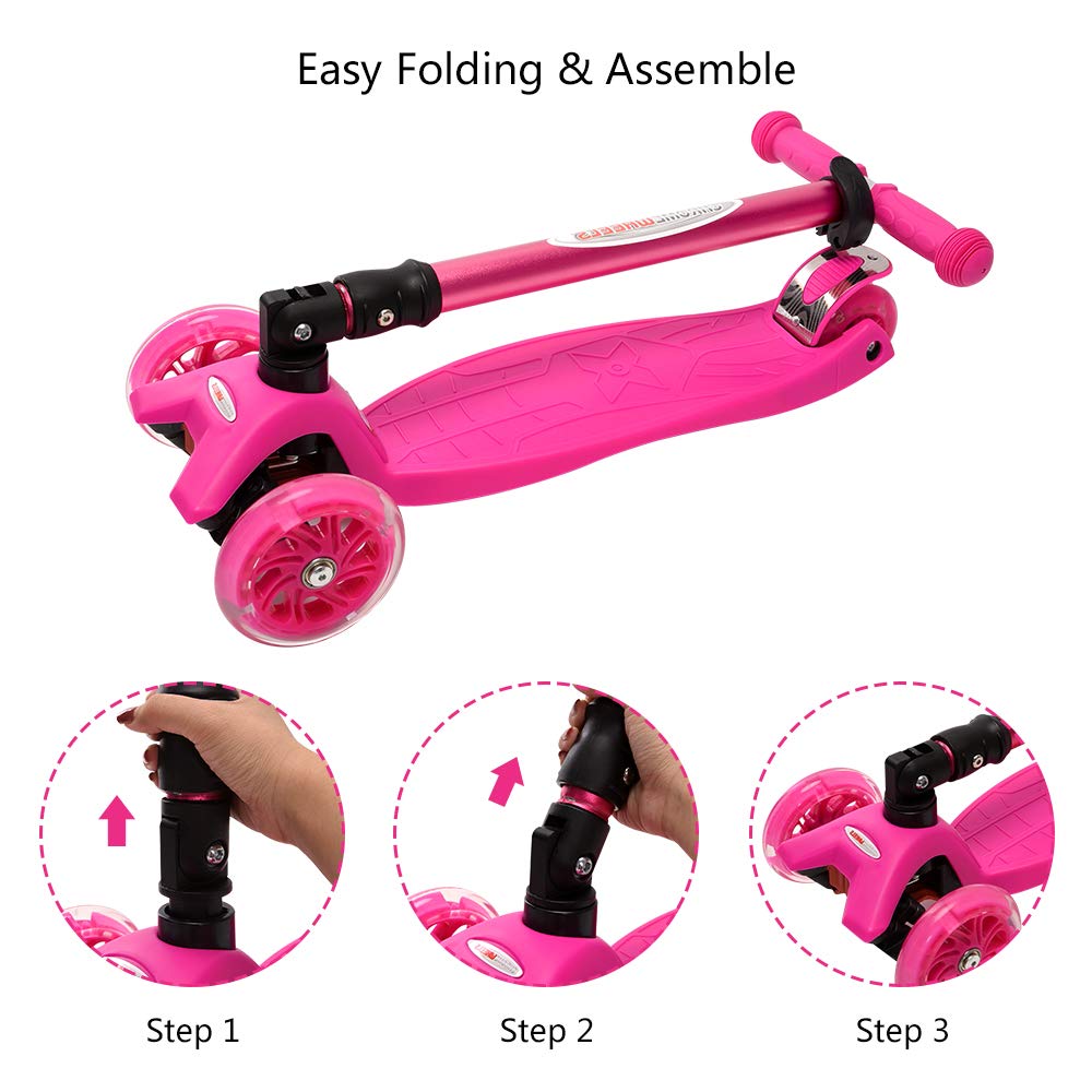 Foldable 3 Wheel Kick Scooter with LED Light Up Wheels Y969