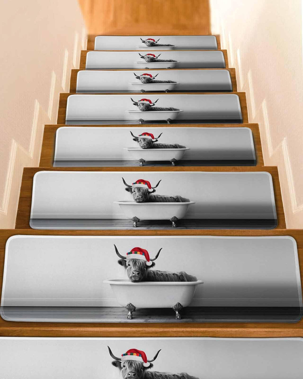 Grey 4 Pack Non Slip Carpet Stair Treads 8x30 inch W853905