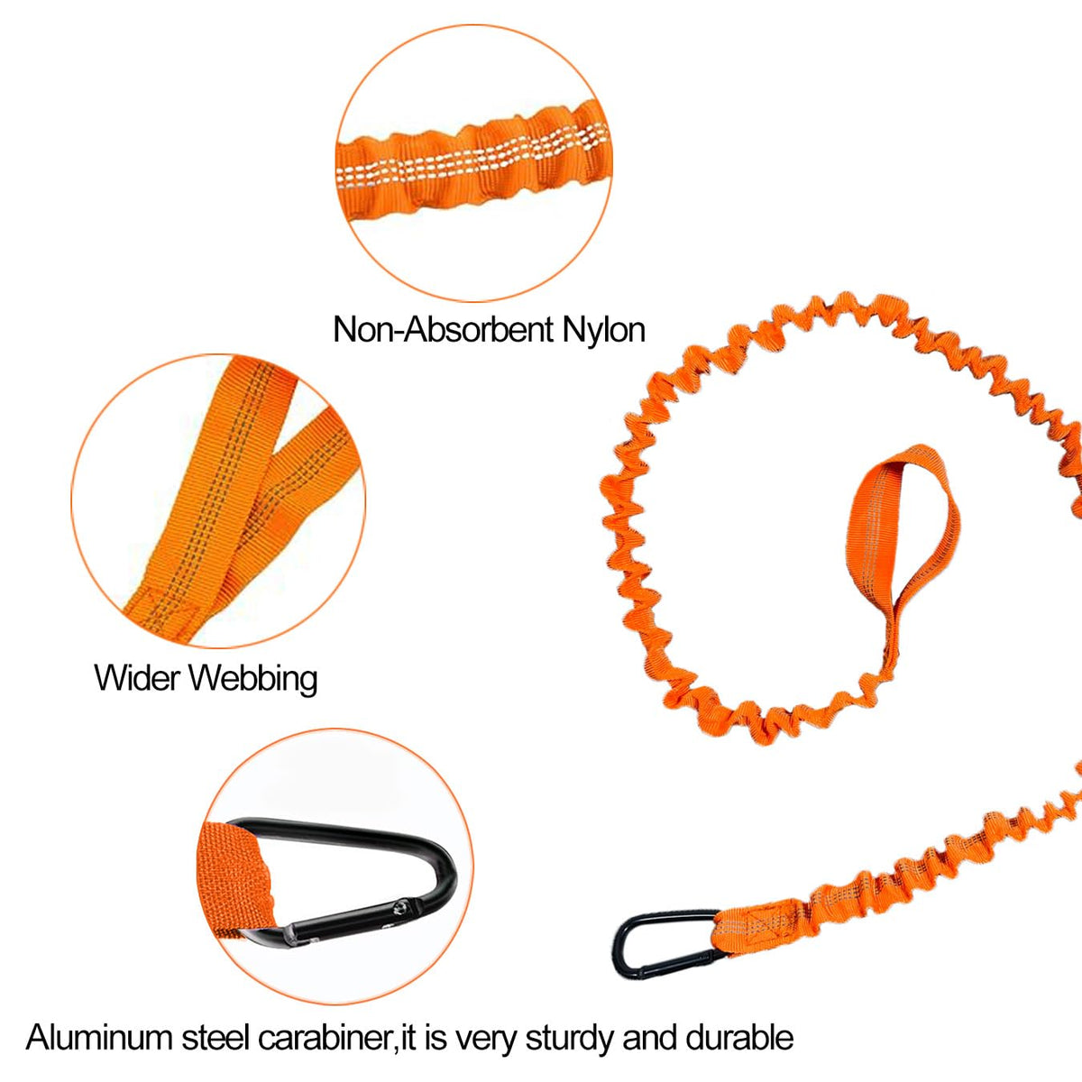 2 Pack Stretchable Paddle Leash with Carabiner Q24939