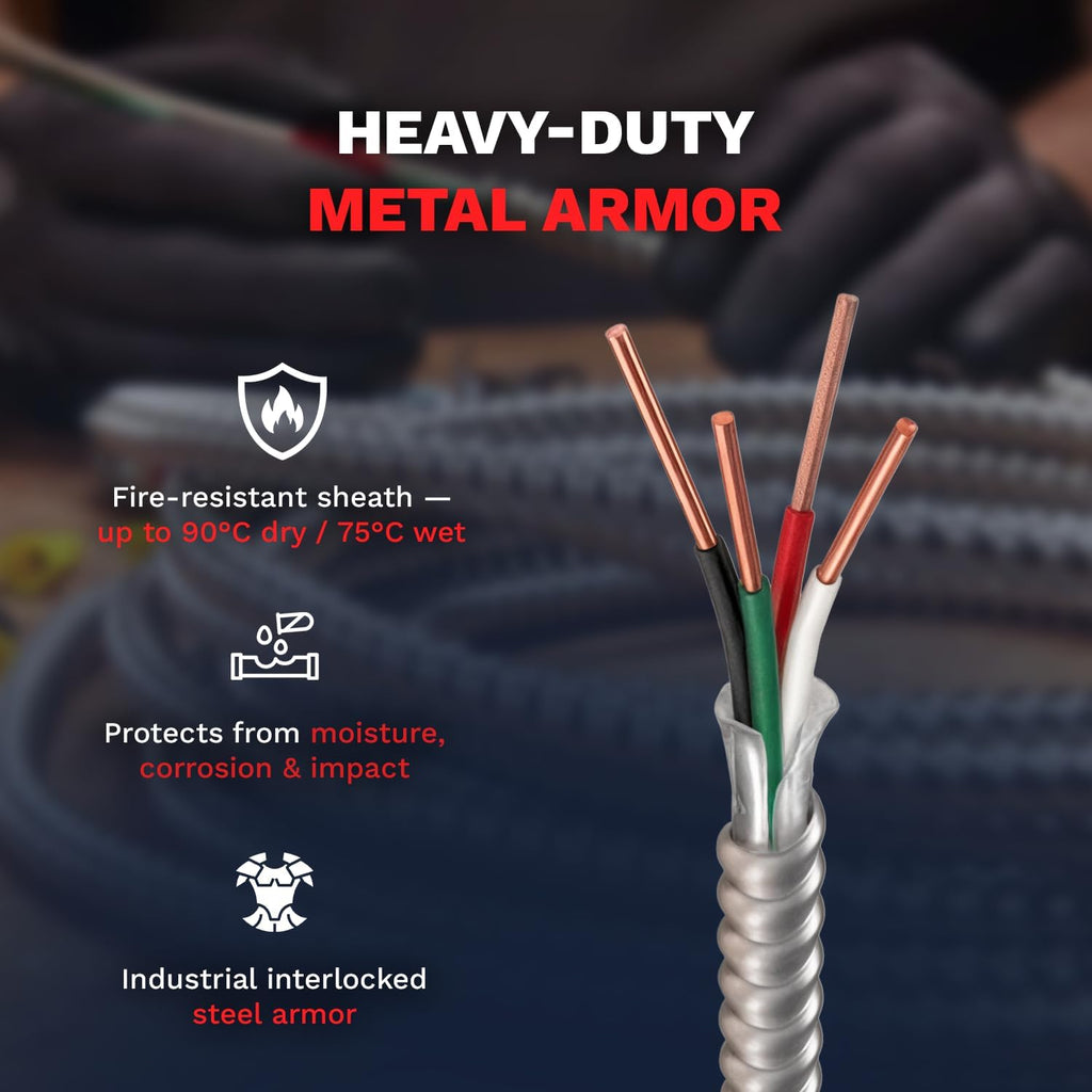10/3 Metal Clad Aluminum Armor Cable 100 Ft S2503