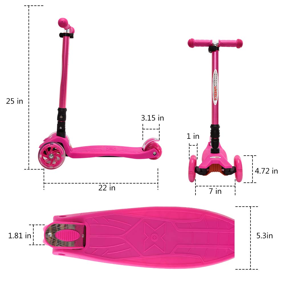 Foldable 3 Wheel Kick Scooter with LED Light Up Wheels Y969