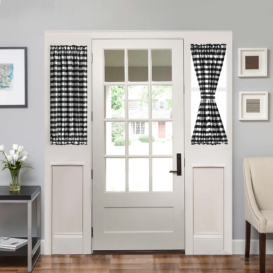 Black and White Buffalo Check Rod Pocket Curtain 25"x40" O7217