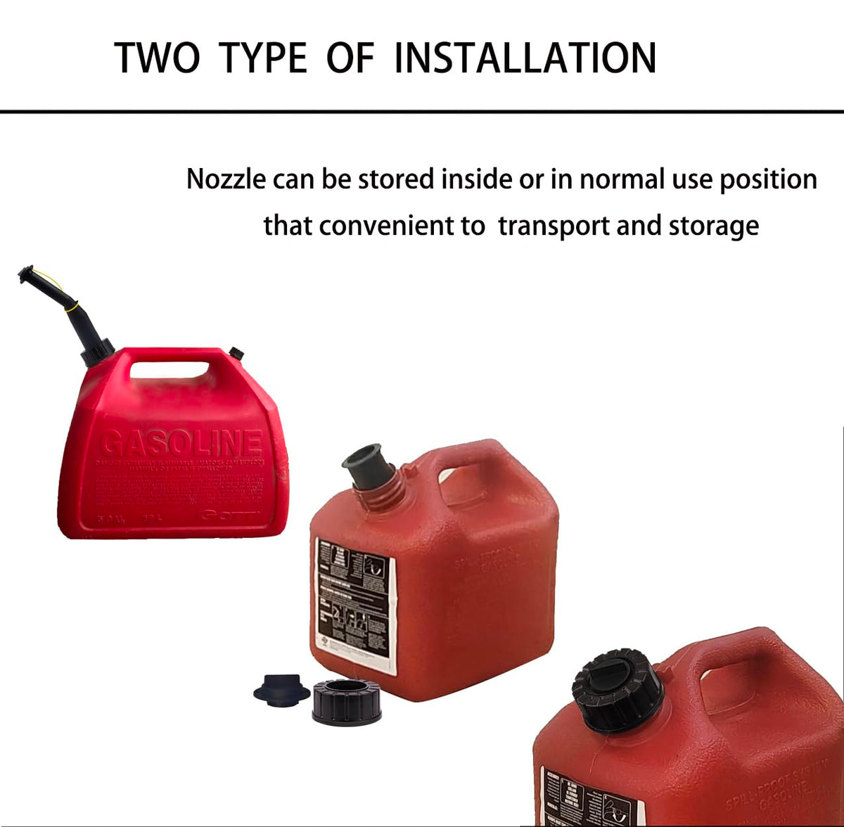 Gas Can Spout Replacement Kit with Gaskets Vent Cap Black 3 Kit A932417