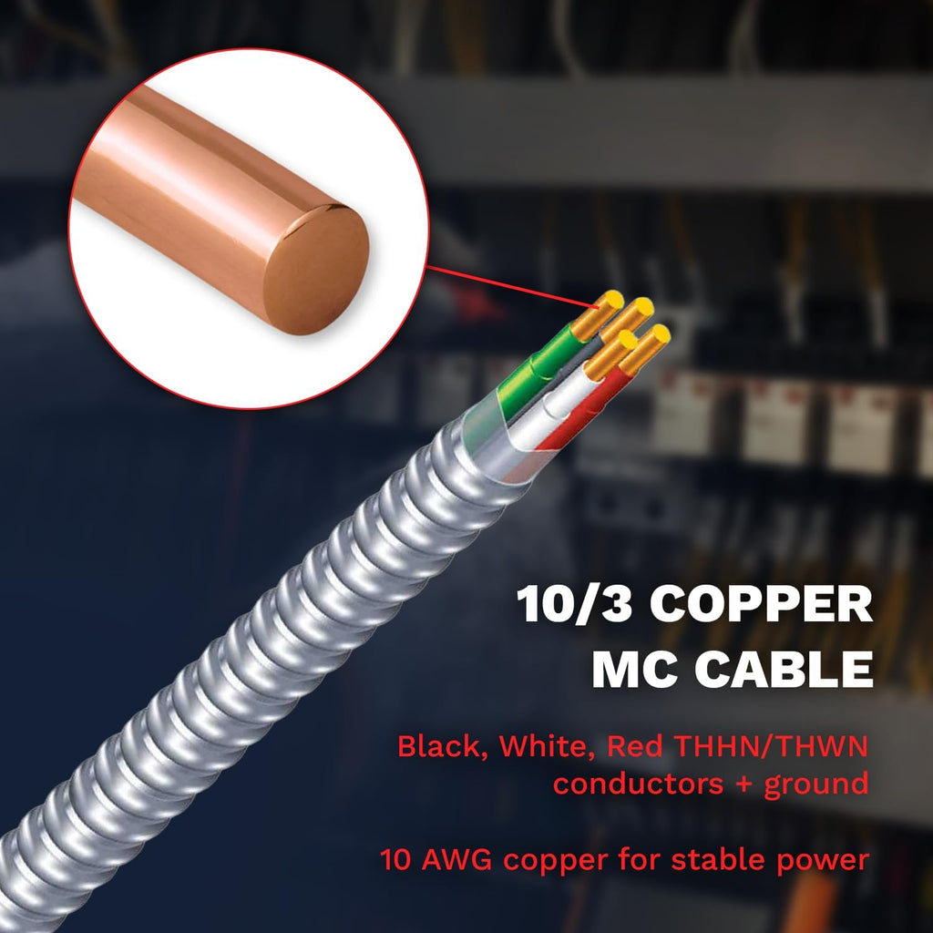 10/3 Metal Clad Aluminum Armor Cable 100 Ft S2503