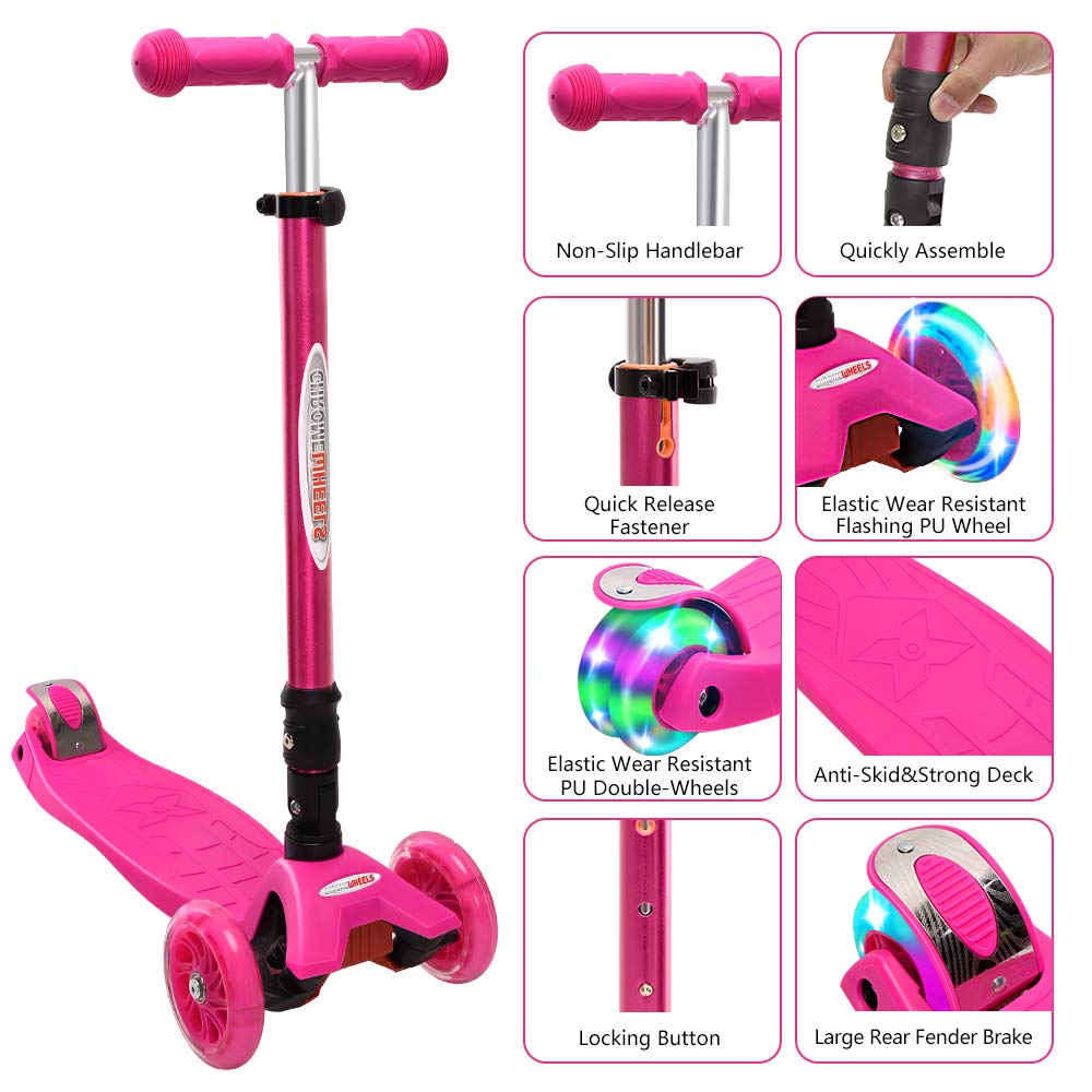 Foldable 3 Wheel Kick Scooter with LED Light Up Wheels Y969