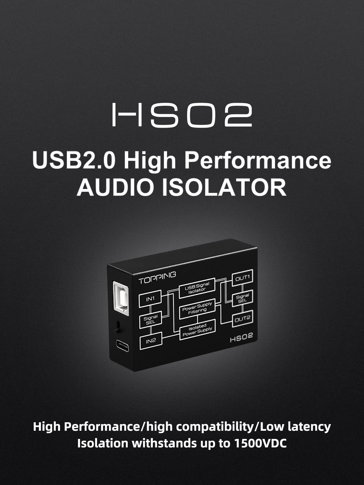 USB 2.0 Audio Isolator with USB-B and Type C Input W946730