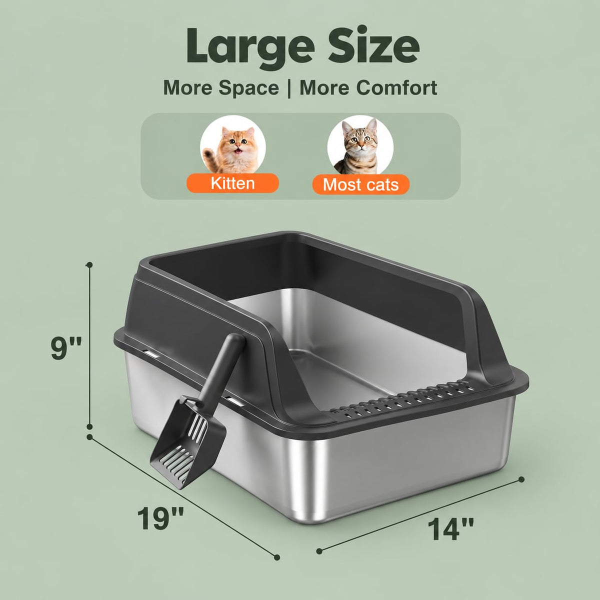 Stainless Steel High Sided Litter Box with Lid A644276