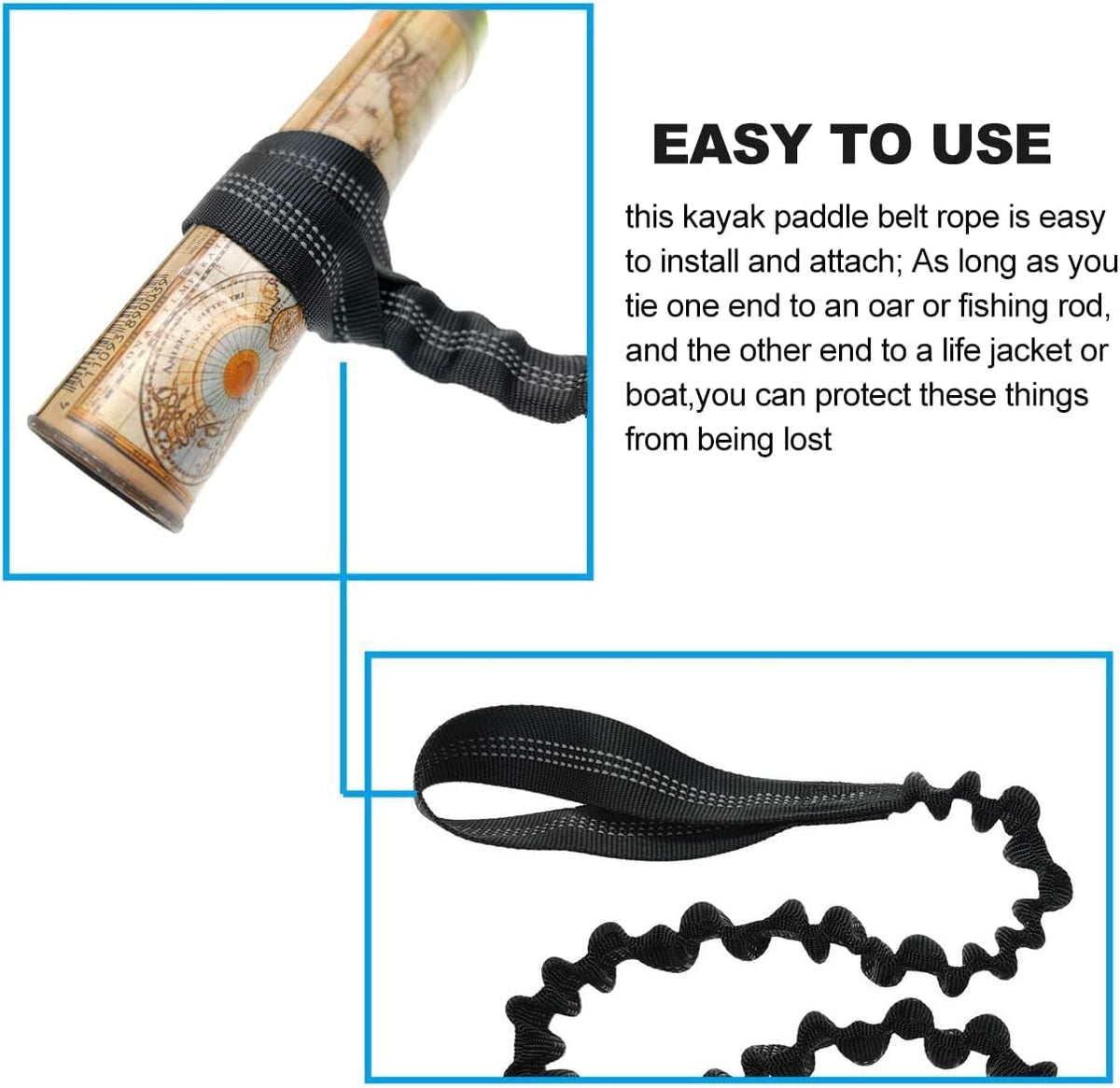 2 Pack Stretchable Paddle Leash with Carabiner Q24939