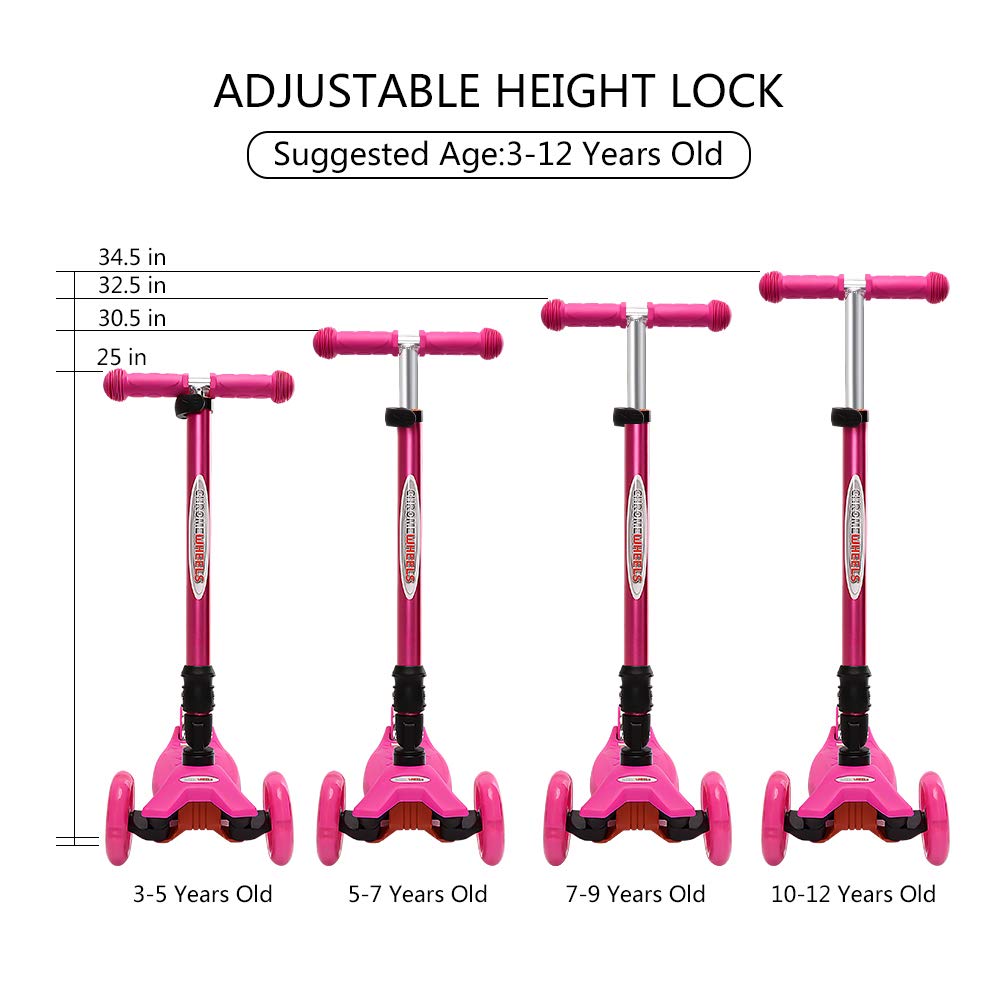 Foldable 3 Wheel Kick Scooter with LED Light Up Wheels Y969