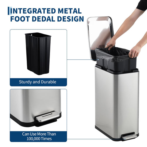 13.2 Gallon Stainless Steel Step Trash Can N71647