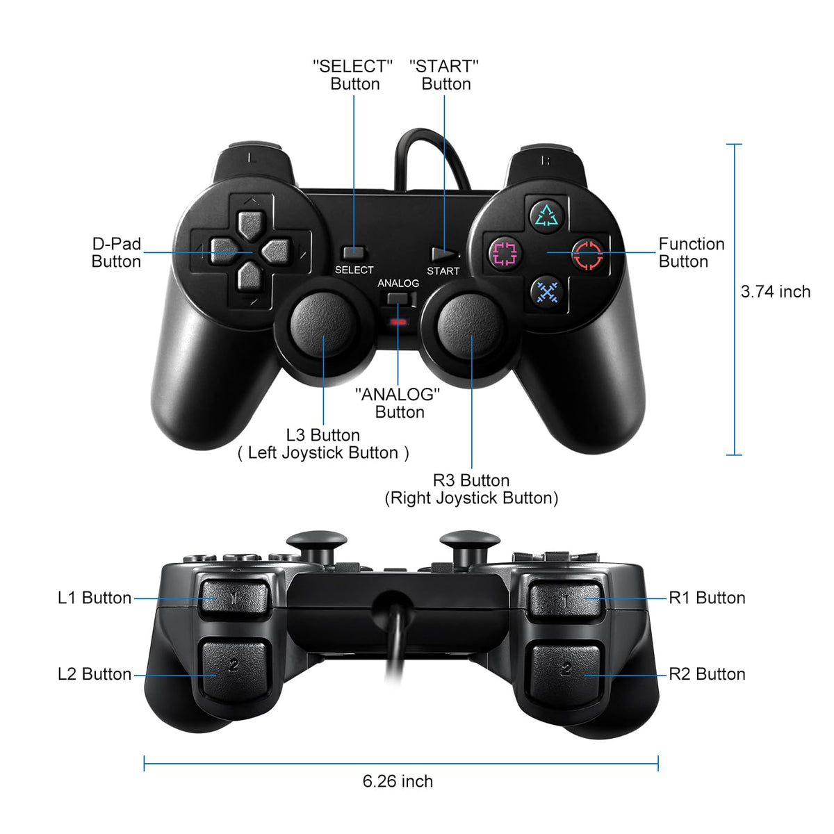 2 Pack Wired Controller F909
