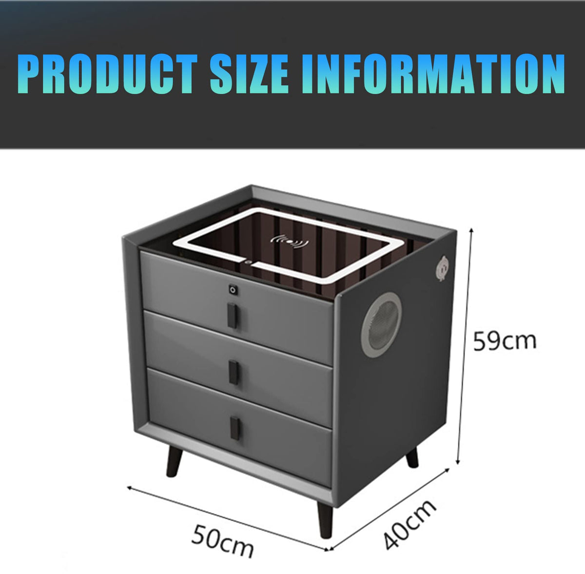 Orange 3 Drawer Wooden Nightstand with Wireless Charging V83655