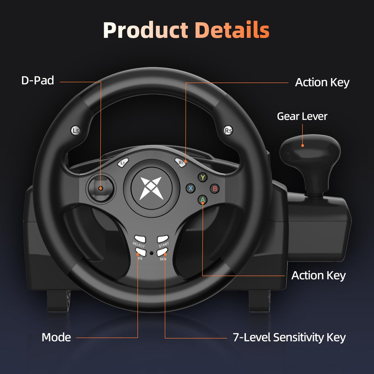 Gaming Steering Wheel with Pedals L632590