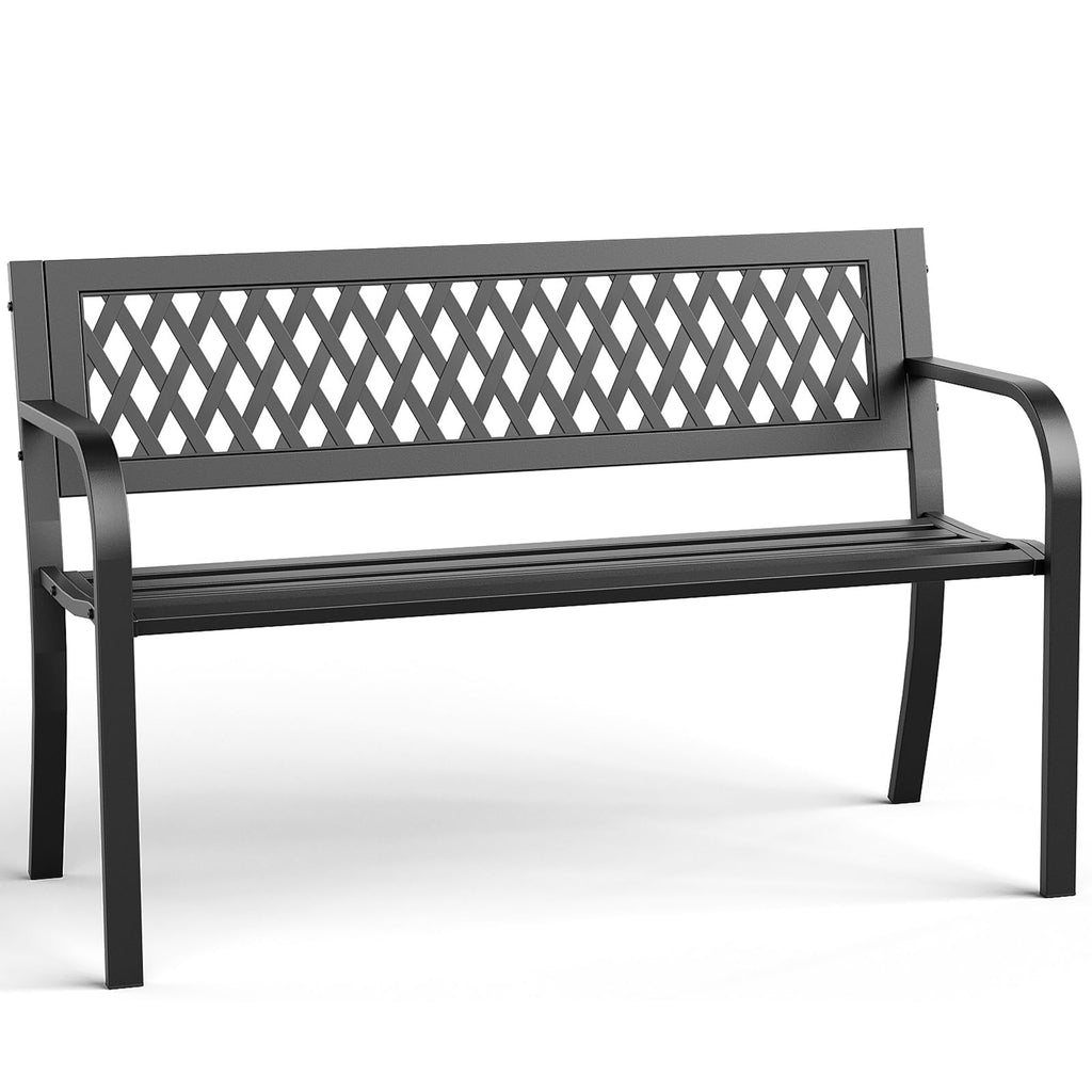 47" Black Outdoor Bench with Backrest B1702