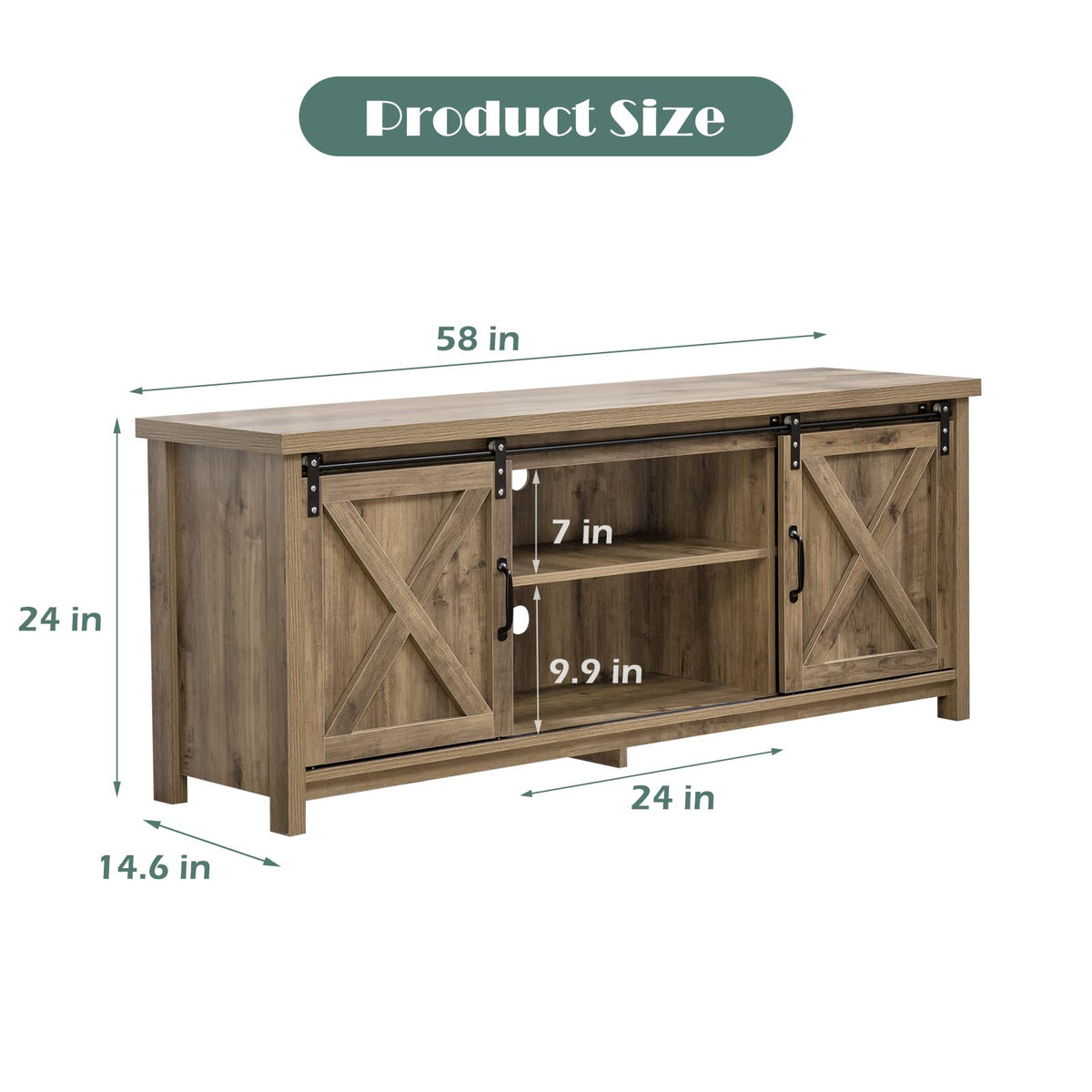 Light Grey Farmhouse TV Stand with Sliding Barn Doors Z1560