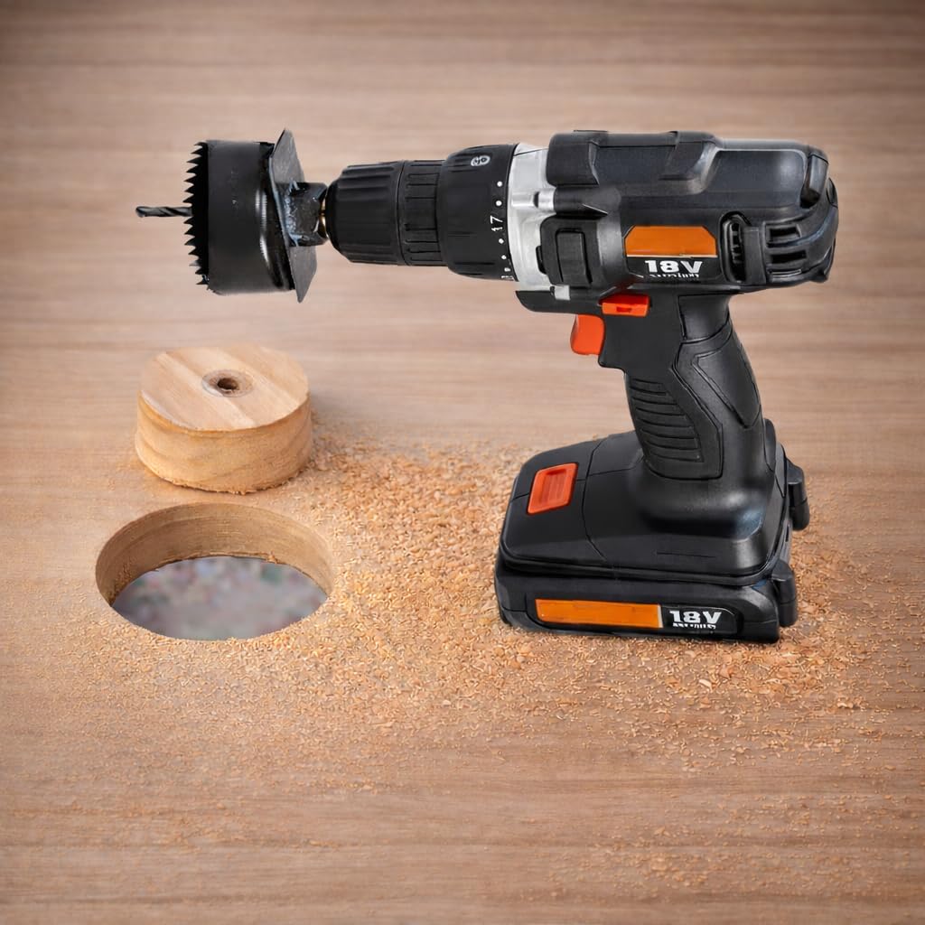 18V Cordless 3/8 in. Drill Driver & Hole Saw Kit with Battery and Charger N85780