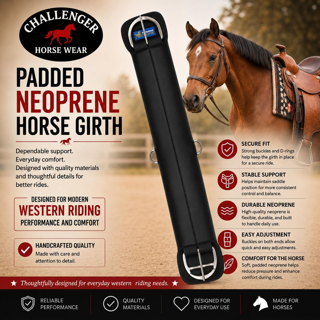 Neoprene Anti-Slip Saddle Cinch Girth Black X10997