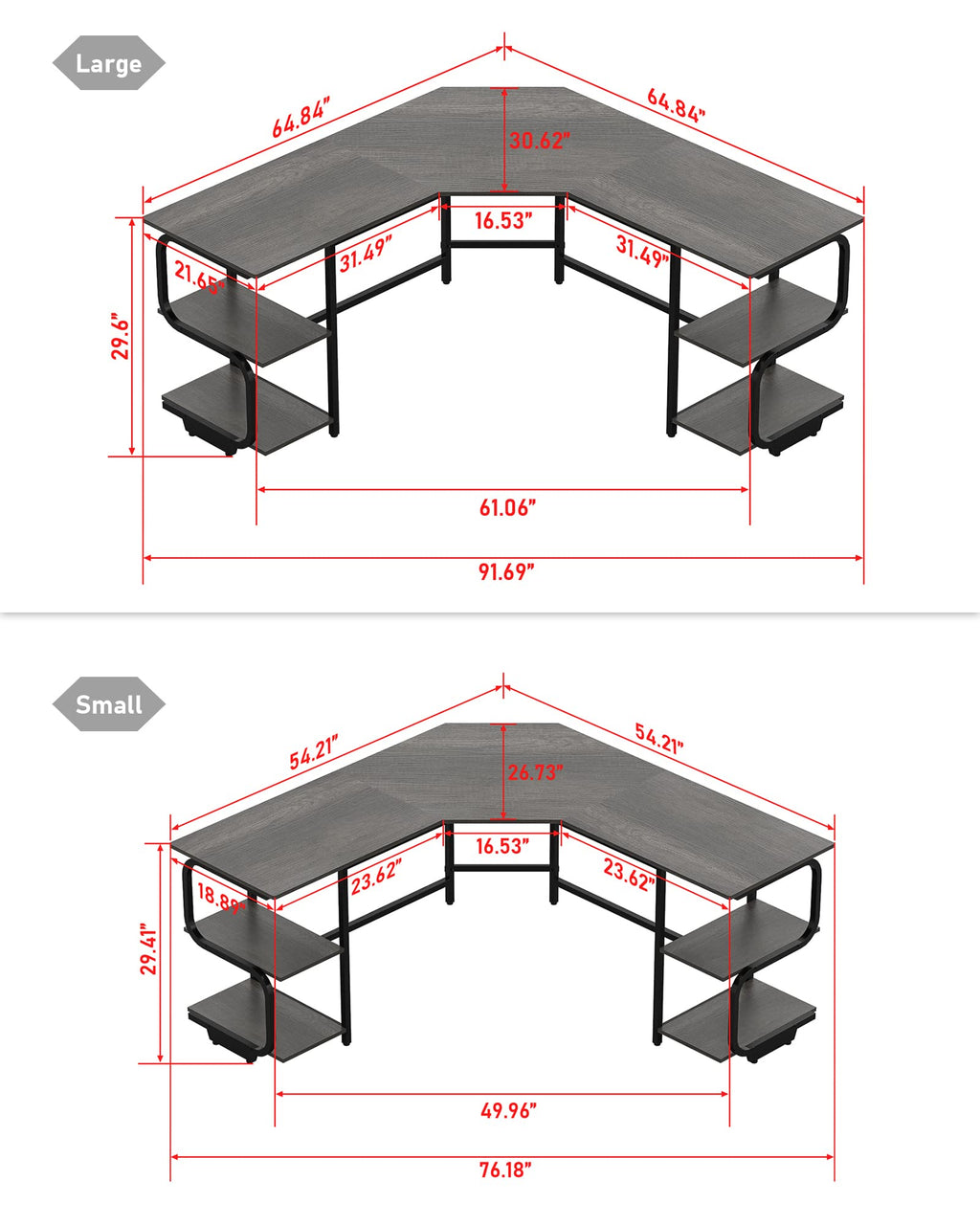 L Shaped Desk with Shelves B9690