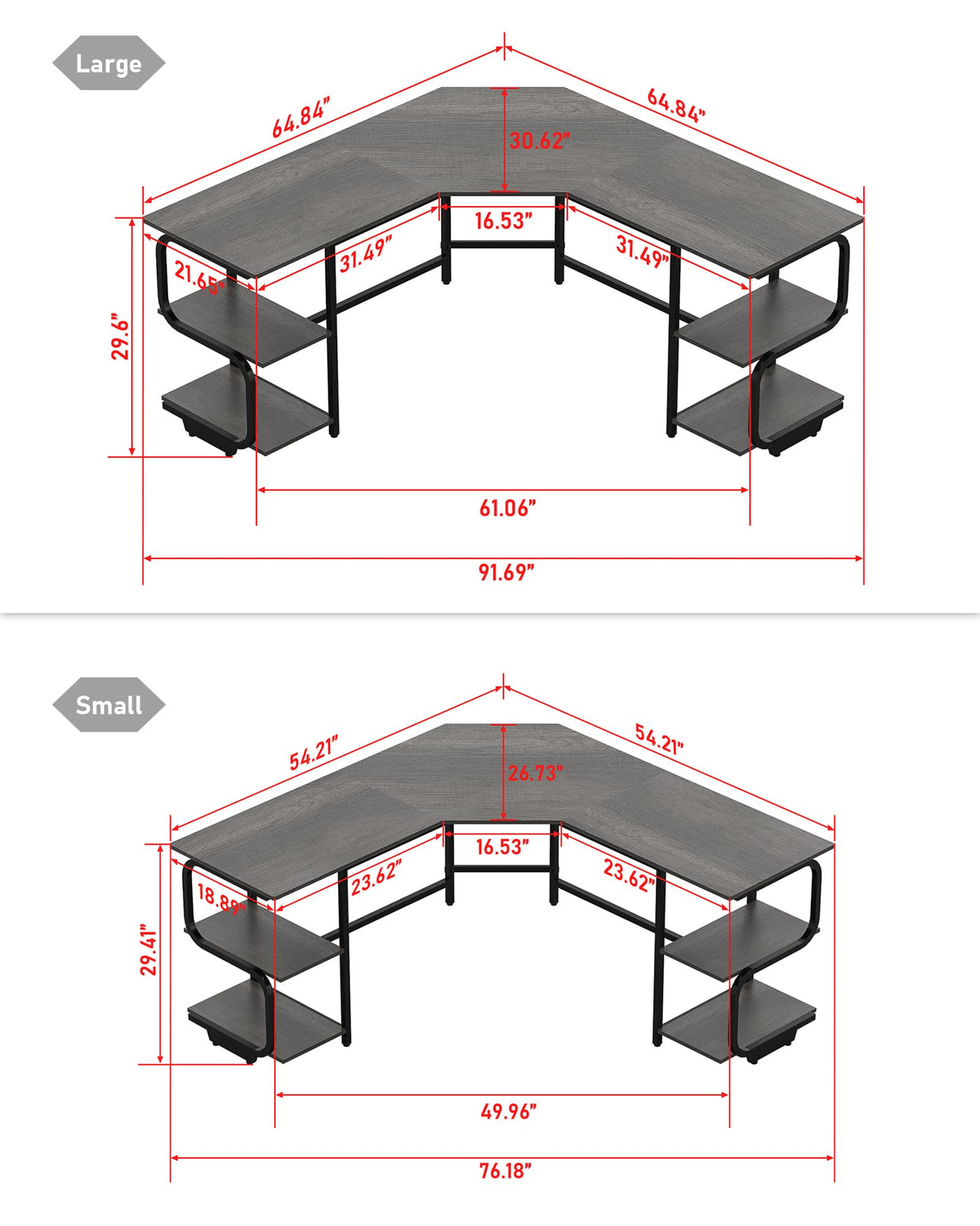 L Shaped Desk with Shelves B9690