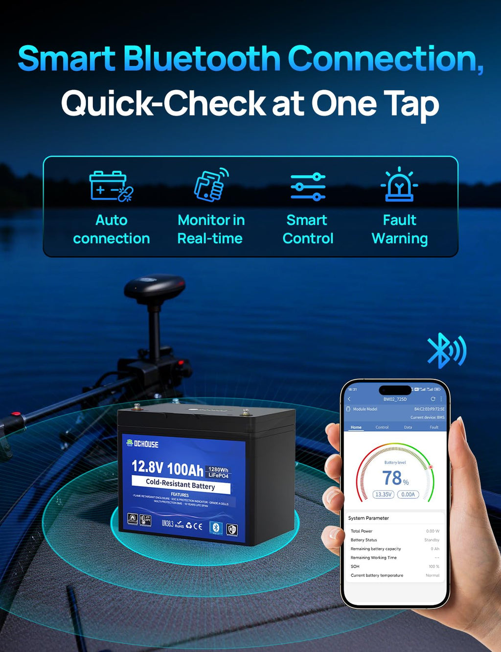 12V 100AH Cold-Resistant Lithium Trolling Motor Battery V787814