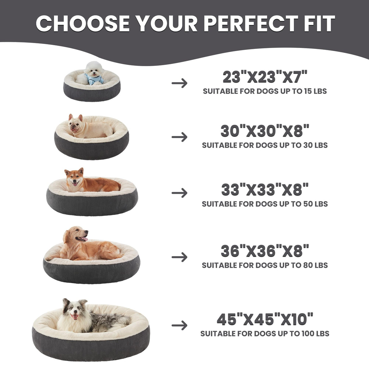 36 inches Dark Grey Donut Dog Bed A160326