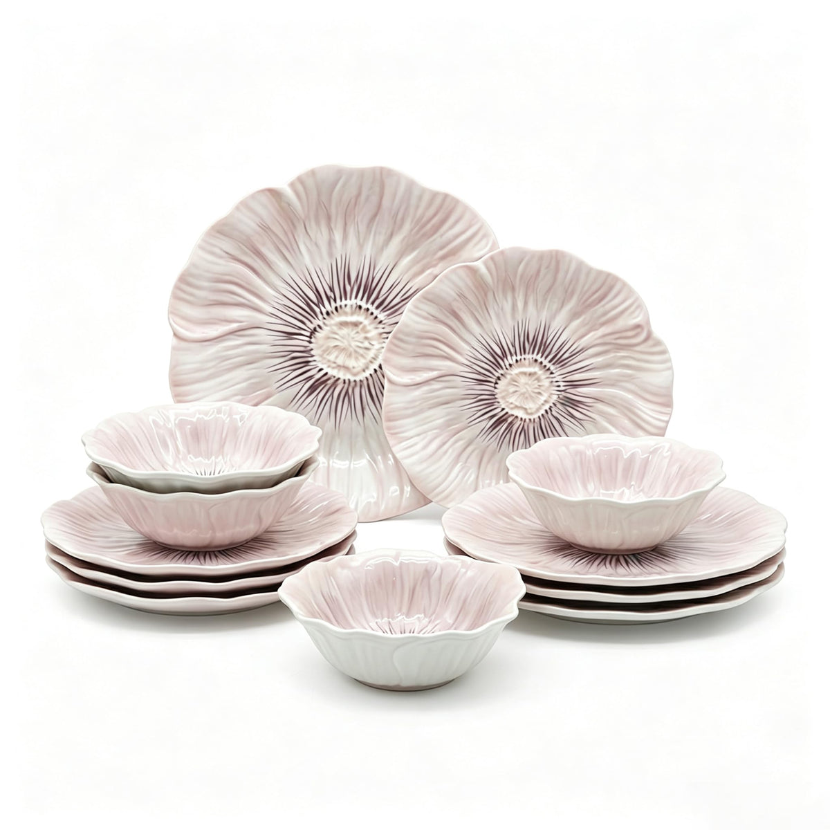 Ceramic Dinnerware Set of 12, Plates and Bowls Set for 4 U948333