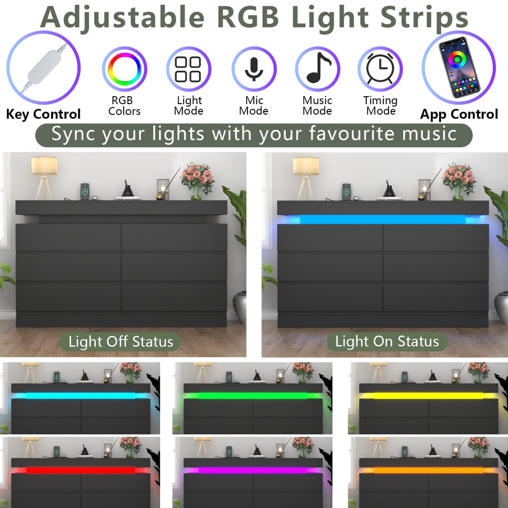 6 Drawer Dresser with Power Outlet R320