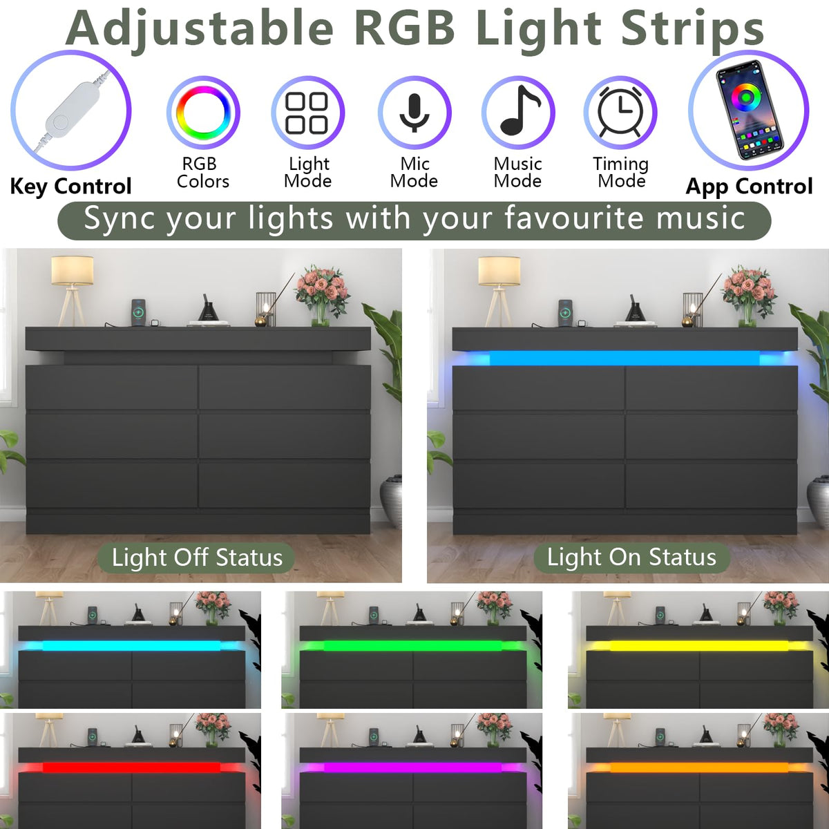 6 Drawer Dresser with Power Outlet R320