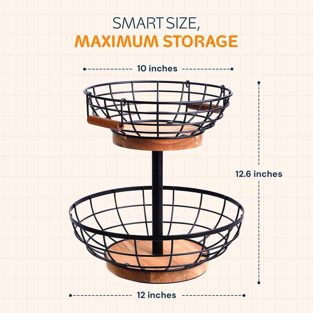 2 Tier Metal Fruit Basket with Banana Hanger U34834
