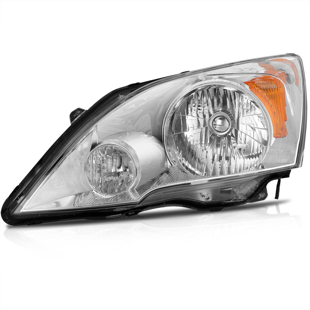 Headlight Assembly Chrome Housing Amber Reflector Clear Lens Driver and Passenger Side Pair U47462