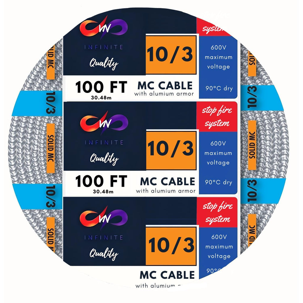 10/3 Metal Clad Aluminum Armor Cable 100 Ft S2503