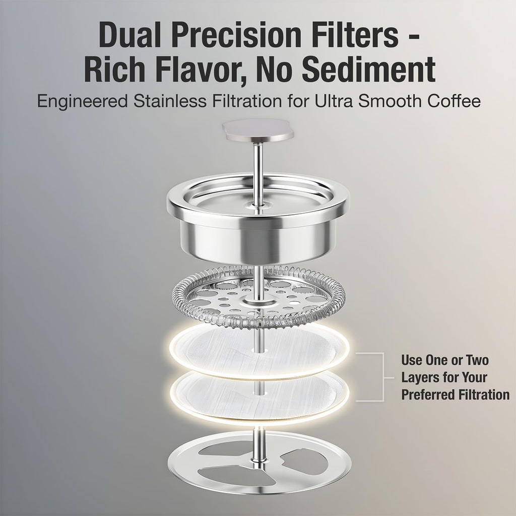 12 oz Double Wall Insulated Travel French Press Coffee Maker Set F834