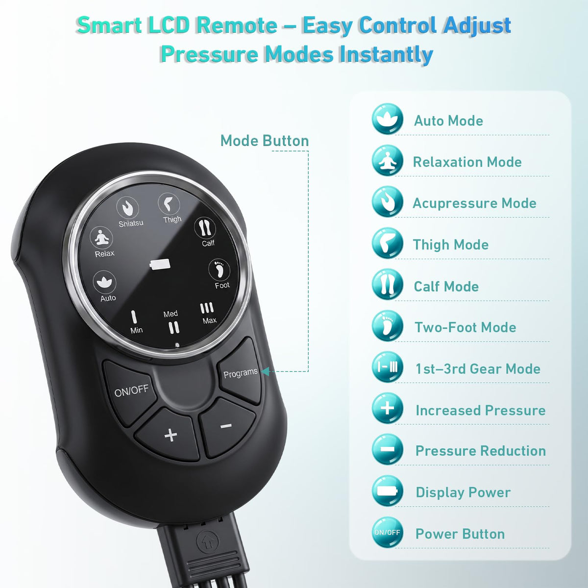 Air Compression Leg Massager with 6 Modes 3 Pressure Levels U78204