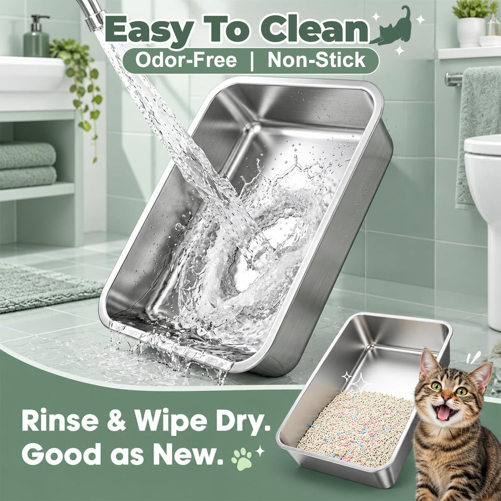 Stainless Steel High Sided Litter Box with Lid A644276
