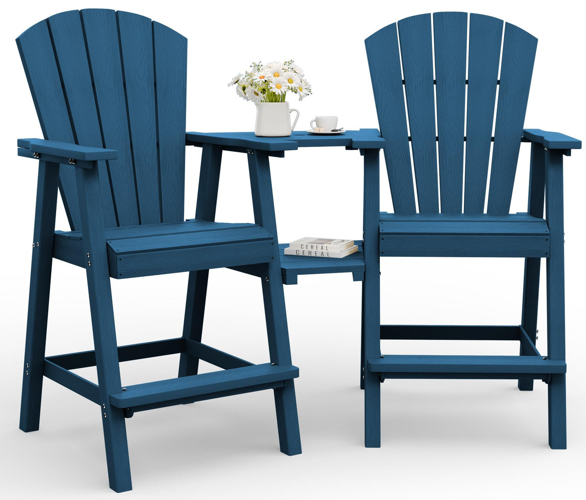 Navy Blue Adirondack Chairs Set of 2 with Table Trays F432