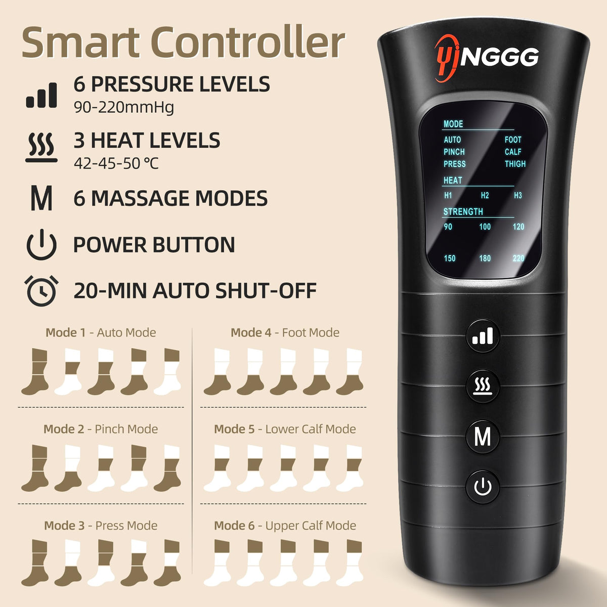 Leg Compression Massager with Heat, Foot & Calf Massager Boots W212563
