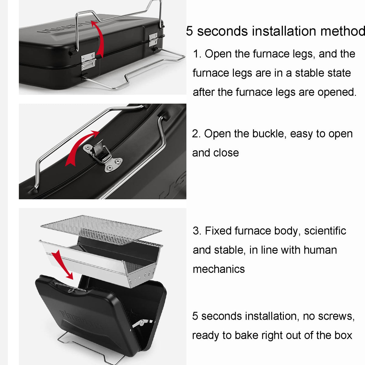 Foldable Portable Stainless Steel Charcoal BBQ Grill S6555