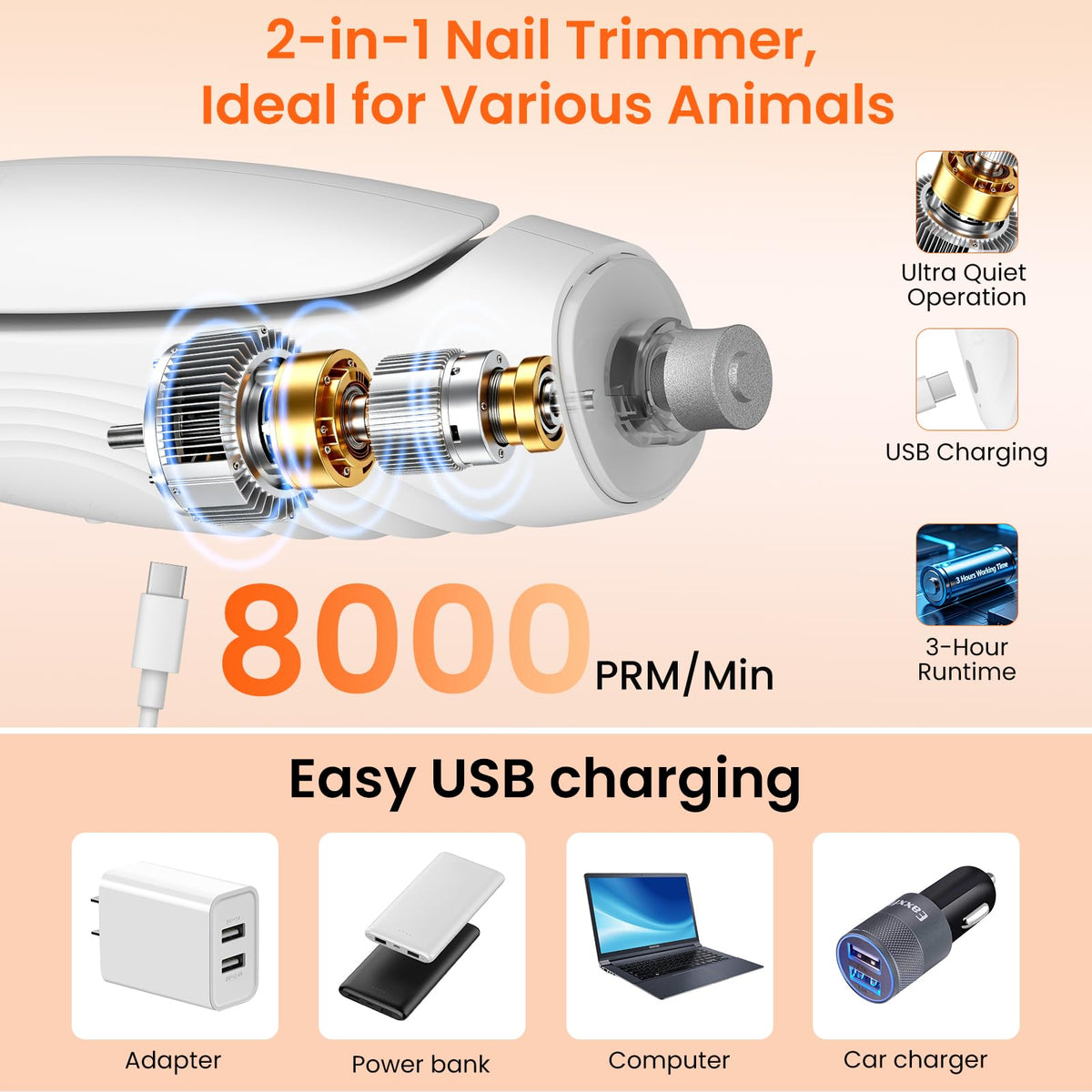 2-in-1 Dog & Cat Nail Clippers and Grinder F334989